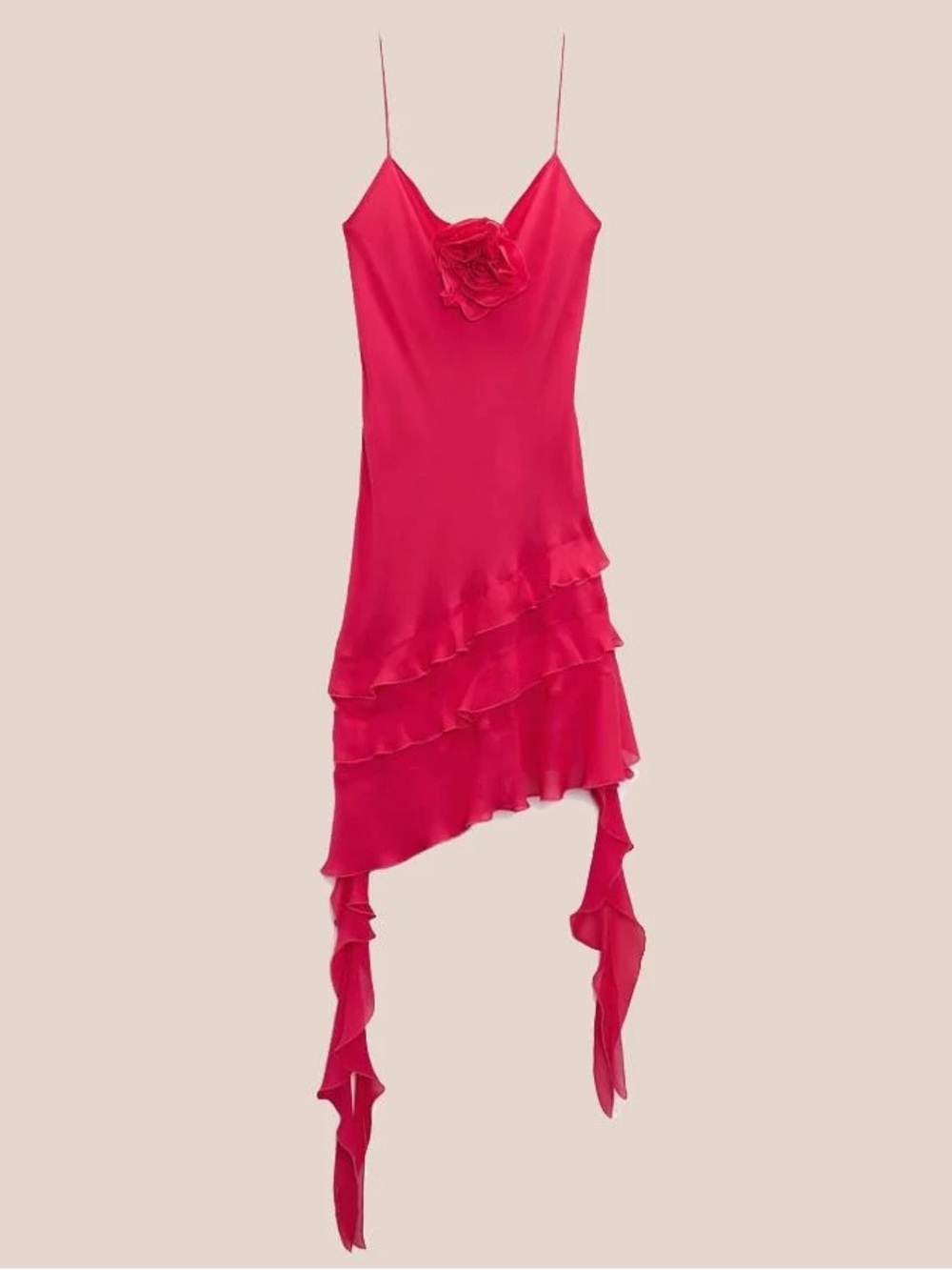 Zara Hot Pink Ruffled Mini Dress